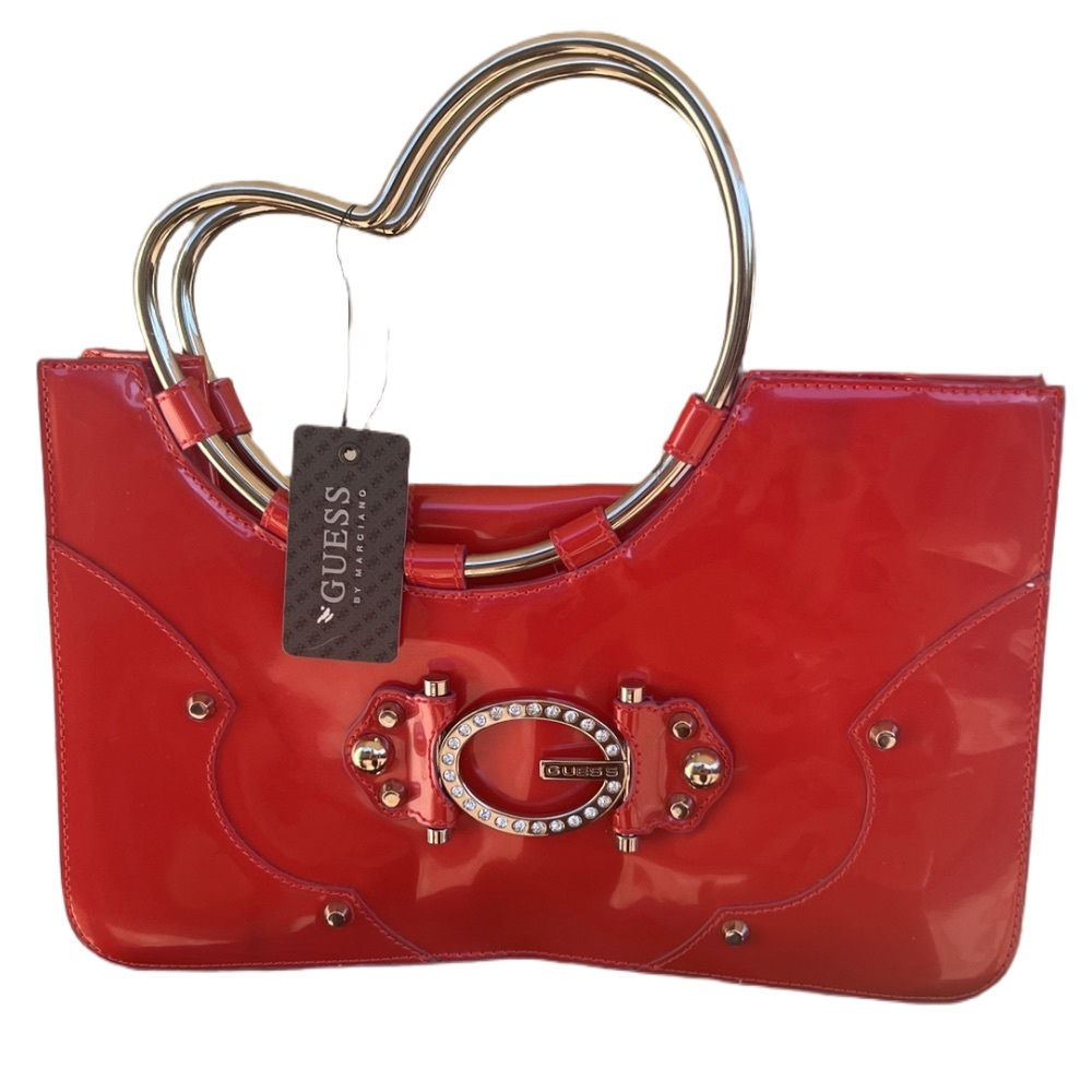 Guess LOLA Metal Handle Red Handbag